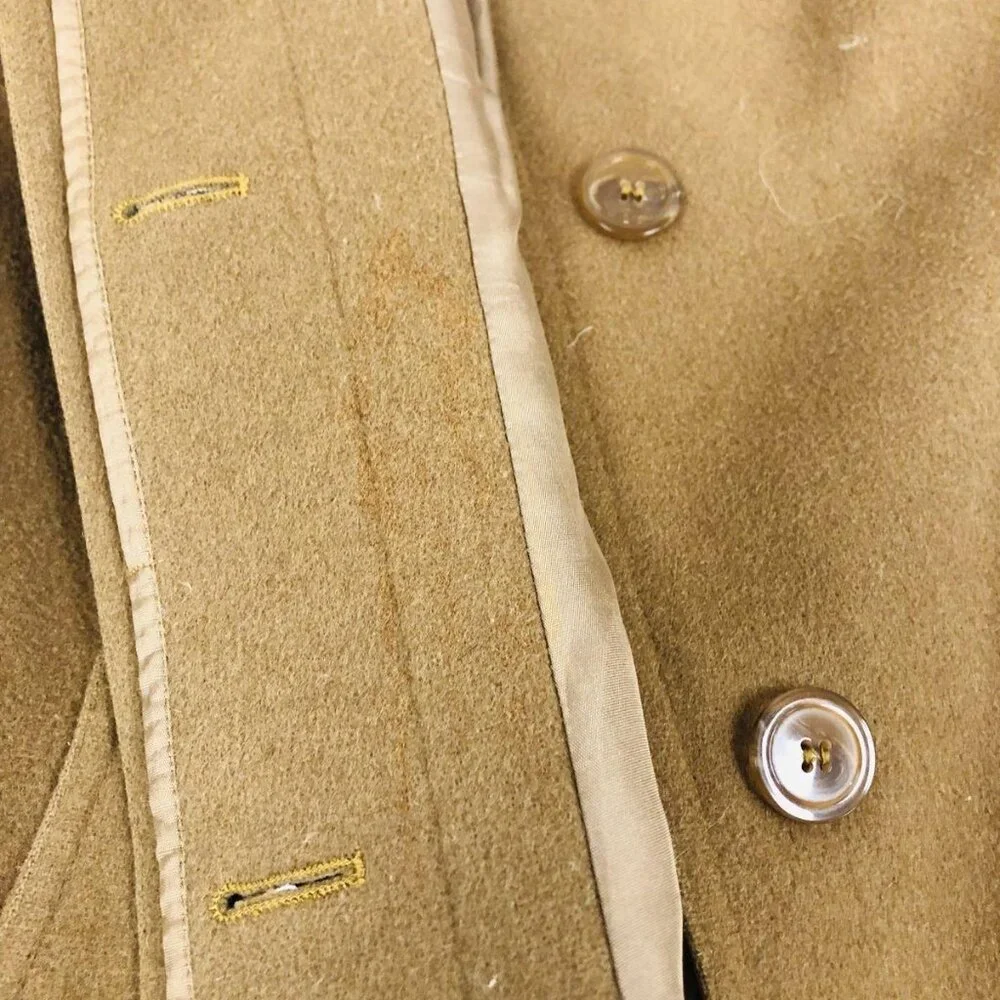 Vintage Burberry Women's Size XL / 44 Tan Brown Wool Long Coat AUTHENTICATED - Picture 6 of 10